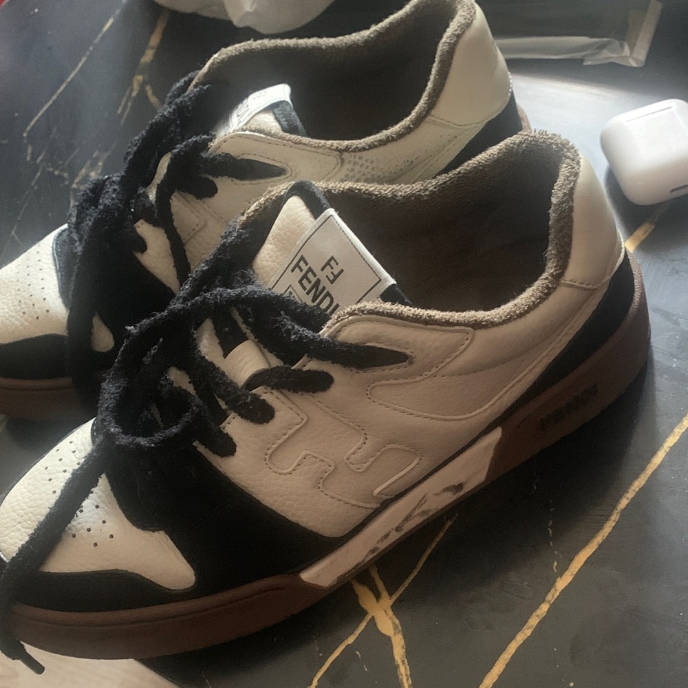 Fendi Black, White, and Brown unisex Sneakers